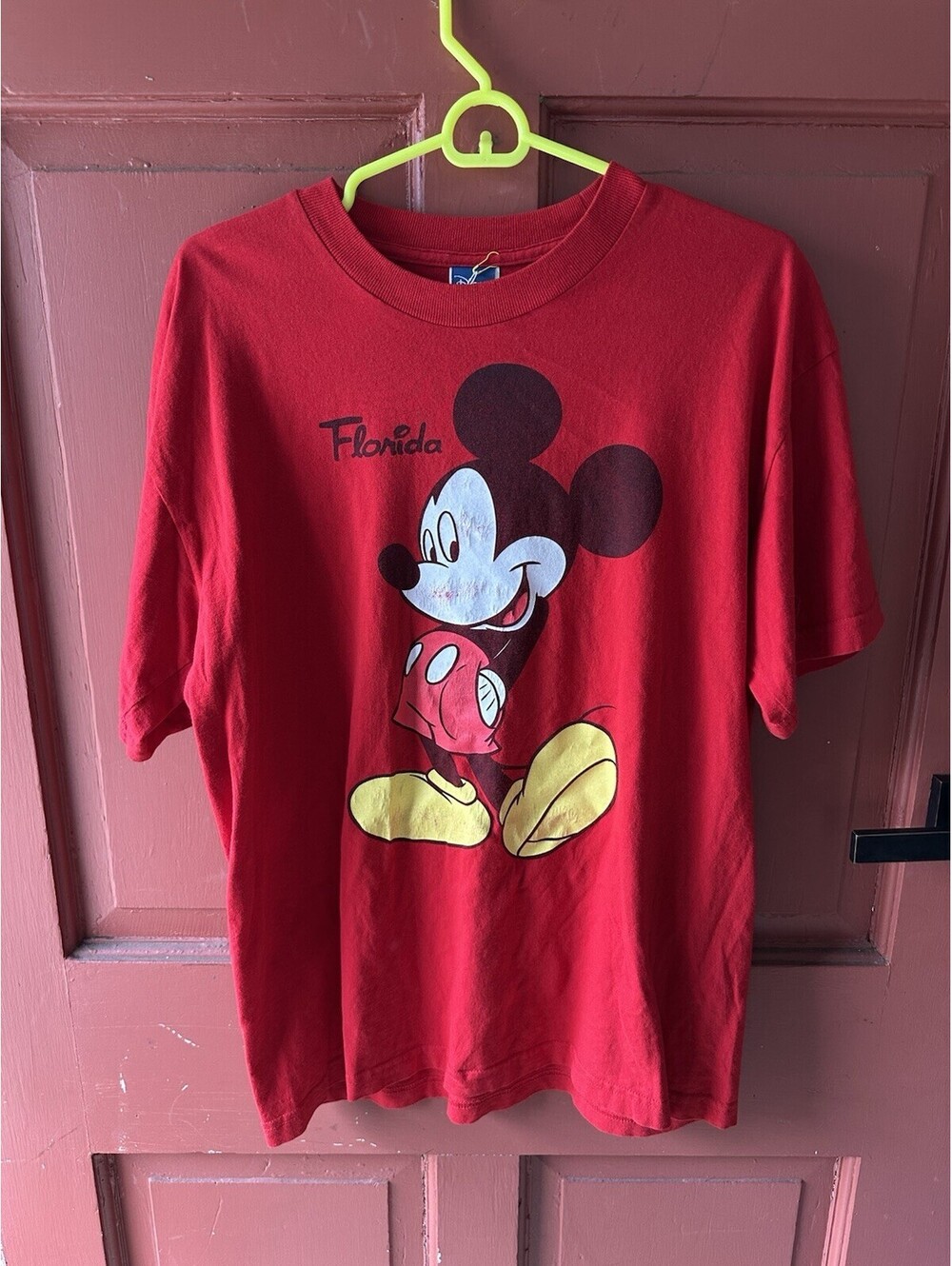 Vintage Disney Mickey Florida T-shirt Unisex Cotton Large Red